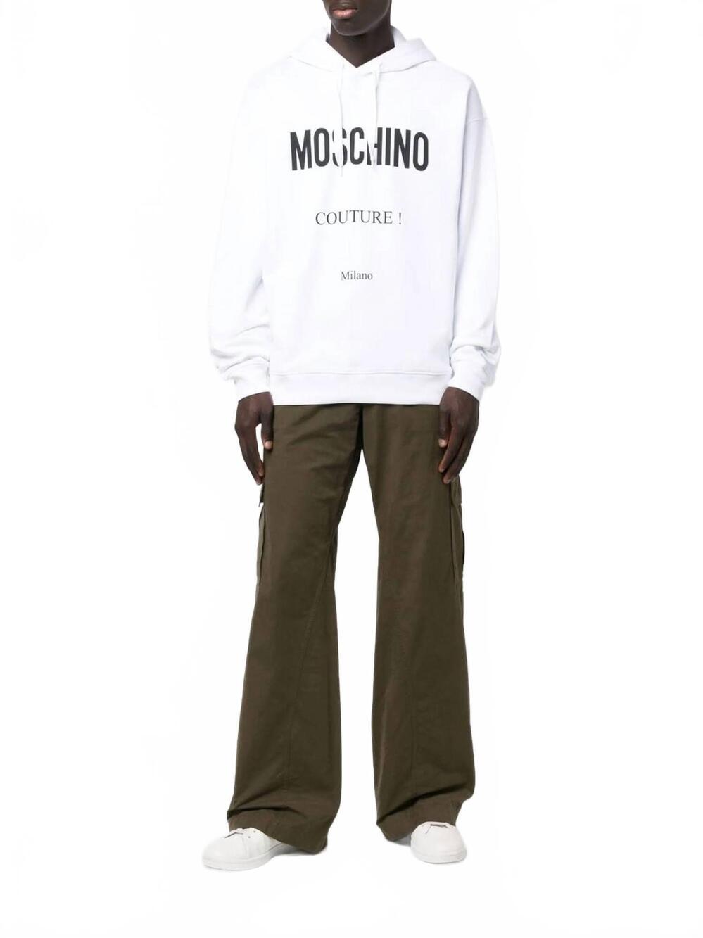 NEW MOSCHINO men's couture cotton sweatshirt in white